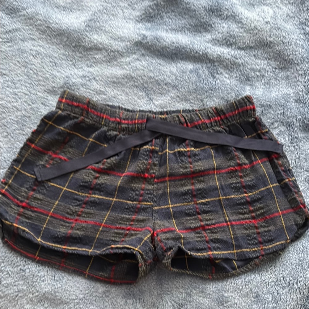 Plaid Women's Shorts with Ribbon Detail